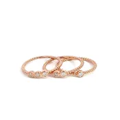 14K Rose Gold Three-Piece Diamond Stacking Ring Set