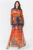 A printed woven shirt dress