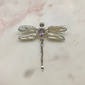Amethyst &amp; Mother of Pearl Dragonfly Pendant