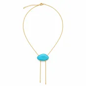 18K Gold & Turquoise Stone Adjustable Bolo Necklace