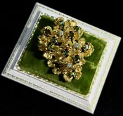 Brutalist 18k Yellow Gold Tourmaline and Diamond Pendant and Brooch