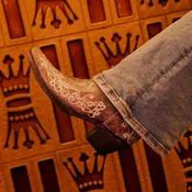 A1094 - WOMEN'S BONE COLOR FLORAL EMBROIDERY COWBOY BOOT