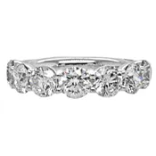 1/2 Way 7 Stone Round Shared prong Set Buttercup Style Diamond Wedding Band 3.49cttw