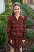 Abby Skort in Burgundy Vintage Floral