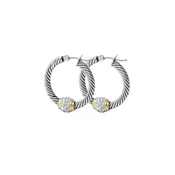 Antiqua Pavé Collection - Twisted Wire Hoop Earrings