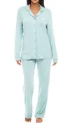 Classic Cotton Knit Pajamas Set with Pockets, Lightweight Long Sleeve PJ Set