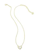 Ari Heart Gold Pendant Necklace in Ivory Mother-of-Pearl
