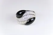 18k White Gold Diamond and Onyx Ring