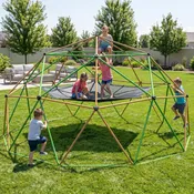 13FT Climbing Dome with Hammock and Swing for Kids