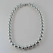 14 mm. Sterling Bead Necklace
