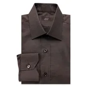 Brown Herringbone Dress Shirt