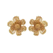 All Gold Flora Crochet Post Handmade Earrings