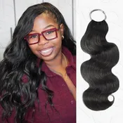 4 Packs $134|  QVR Body Wave Crochet Hair Natural Black Machine Made Feather Human Hair Extension
