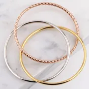 14kt Tri-Color Linked Bangle Bracelets