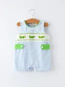 Baby Boys Alligator Embroidered Smocked Romper