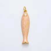 18K Gold Filled 38mm Blue, Champagne Enamel Fish Sardine Charm | AF1309