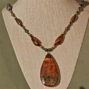Energy Surround Necklace with Red Creek Jasper pendant - 3035ESN