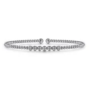 14K White Gold Bujukan Bead and Cluster Diamond Bangle BG4116-62W45JJ