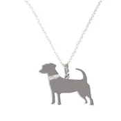 Jack Russell Sterling Silver Rhodium Plated  Pendant with Glitter Collar