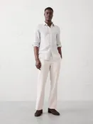 Slim-Straight Linen-Blend Trouser