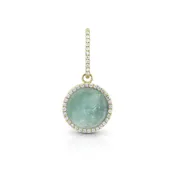 aquamarine petite cabochon, diamond pendant, <br>in 18k yellow gold <br>0.4ct (diamonds)