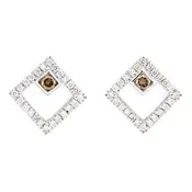 14K White Gold Diamond and Champagne Diamond Earrings (0.40 ct. tw.)