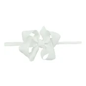 1/4" Nylon Headband with Grosgrain Hair Bow - White