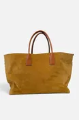 Cabat Large Leather-Trimmed Suede Tote in Camel