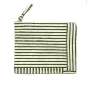 Anju Jewelry - Block-Printed Canvas Zipper Pouch Olive Stripes