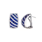 18k White Gold Blue Sapphire and Diamond Earrings
