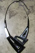 Black/Grey/Silver Geometric  Metal Necklace Set