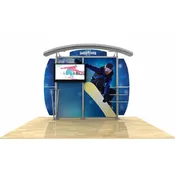 10ft Nline Modular Display w/ Arch Top, Metal Fusion Curved wings and TV mount