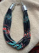 23 Strand Onyx/Turq/Spiny Oyster Necklace - NMT6