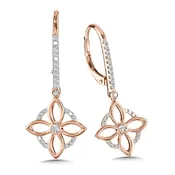 10K Dangling Floral Diamond Earrings