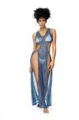 Blue Chambray Asymmetric Beach Cover Up
