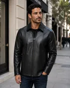 Big and Tall Casual Leather Cow Hide Jacket Union Made in USA
