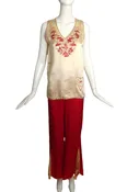 1920s Silk Embroidered Lounging Ensemble, Size-4
