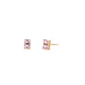 14k Emerald Cut Studs - Rose de France