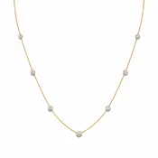 2.02 Cts 14K YELLOW GOLD Round Shape Station Necklace