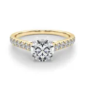 1 1/3 ctw Round Lab Grown Certified Diamond Pave Engagement Ring with Side Stones