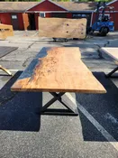 Spalted Maple Dining Table With Battleship Epoxy Section