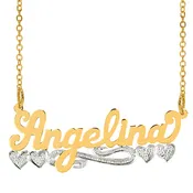 "Angelina" Necklace with Rhodium Heart & Tail