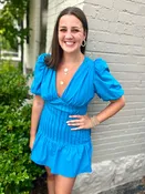Electric Blue Pintuck Dress