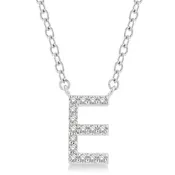 10K White Gold E Initial Diamond Necklace