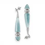 Aquamarine & Diamond Chandelier Earrings, 18k Wht Gold
