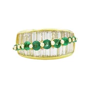 18k Emerald and Baguette Diamond Band | Antique & Estate Jewelry | Designs in Gold