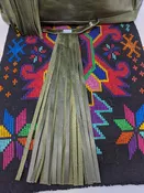 SNAP ON FRINGE FULL GRAIN OLIVE LEATHET  12"