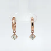 14KR 0.72CTW ROUND DIAMOND 14.1MM DANGLE HOOP EARRINGS SI1/J-K