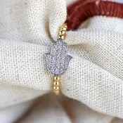 0.13 CT Diamond 14k Two-Tone Hamsa Hand Ring