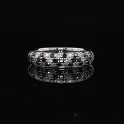 14K White Gold Domed Ring with Black & White Diamonds